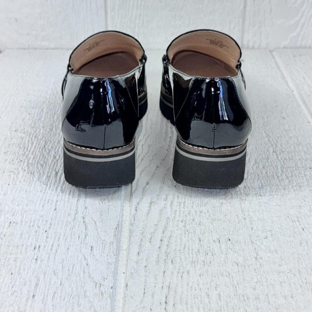 Alex Marie Loafers Womens 9.5 Black Patent Suede Horsebit Lug Platform‎ Flaw - Picture 4 of 16